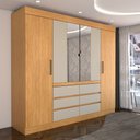 Ver imagem 7 de Guarda-roupa Casal Luxuria 4 Portas 6 Gavetas com Espelho Cinamomo/off White - Panorama Móveis
