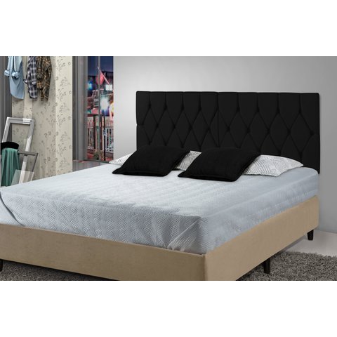 Cabeceira Painel Dubai Deluxe Estofada Casal Preto - 1,40 metros