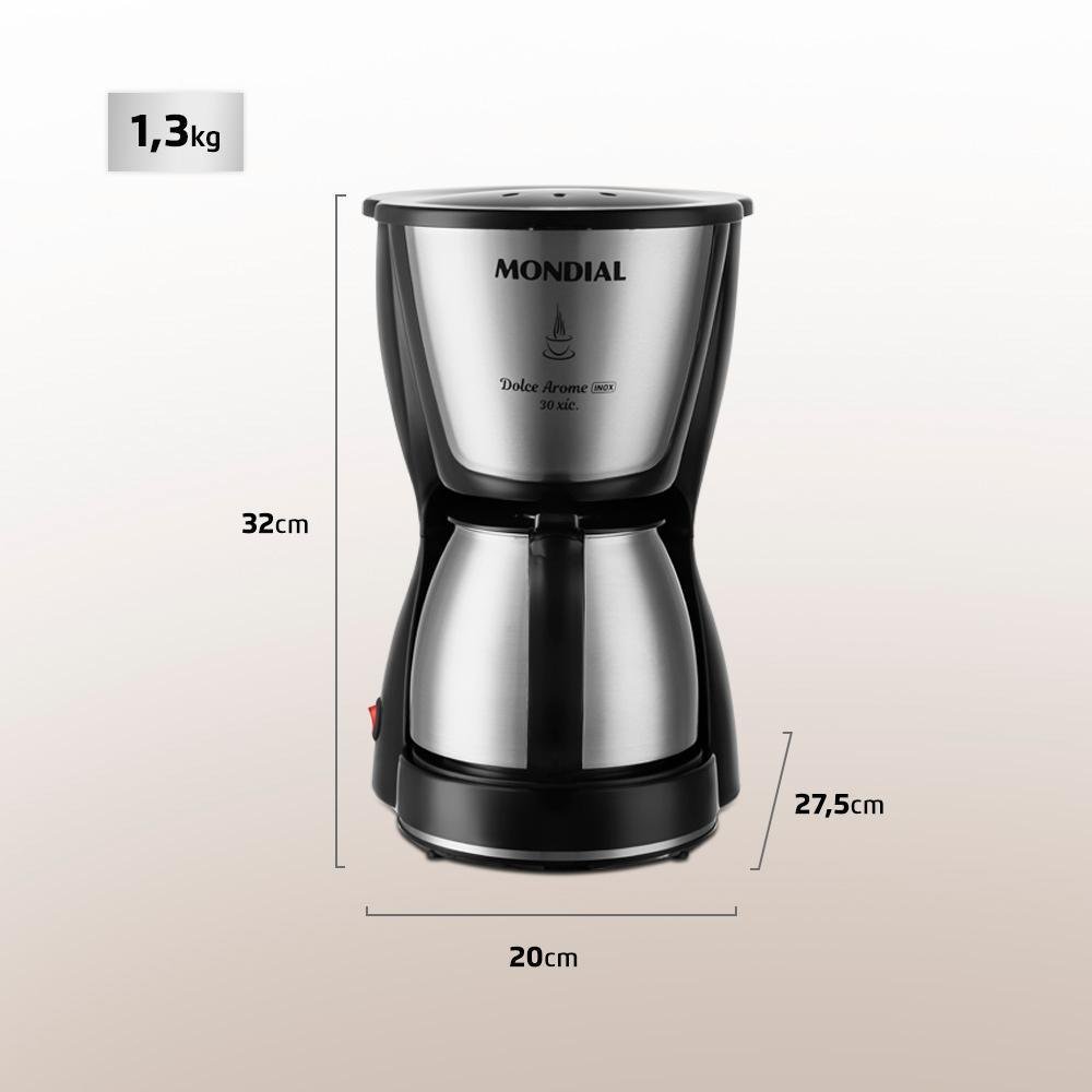 Cafeteira Elétrica Dolce Arome C-37ji-30x 800w Inox 220v - 2