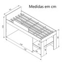 Ver imagem 3 de Cama Infantil com Protetor e Cortina Desenho Recreação Degrau Prateleira Quarto Branco