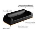 Ver imagem 2 de Sofá 3 Lugares Sala de Estar Bipartido Base de Madeira Euro 260 cm PU Preto - Gran Belo