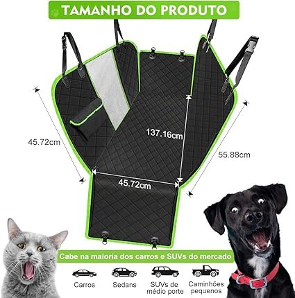 Capa Protetora Banco Traseiro para Pets 4 em 1 – Cães, Gatos, Resistente À Água, Passagem para Cinto - 2