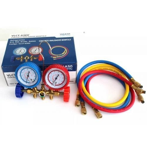 Manifolds para R12,R22, R134 e R404A C/Mangueira 90cm com Visor Vulkan - 2