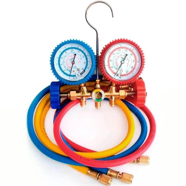 Manifolds para R12,R22, R134 e R404A C/Mangueira 90cm com Visor Vulkan - 1