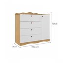 Ver imagem 3 de Cômoda Infantil 100% Mdf 1 Porta 4 Gavetas Encanto Permobili Nature/branco Nature/branco