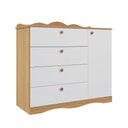 Ver imagem 1 de Cômoda Infantil 100% Mdf 1 Porta 4 Gavetas Encanto Permobili Nature/branco Nature/branco