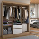 Ver imagem 3 de Guarda-roupa Casal Sena Slim 6 Portas 2 Gavetas Amêndola Touch/off White - Panorama Móveis