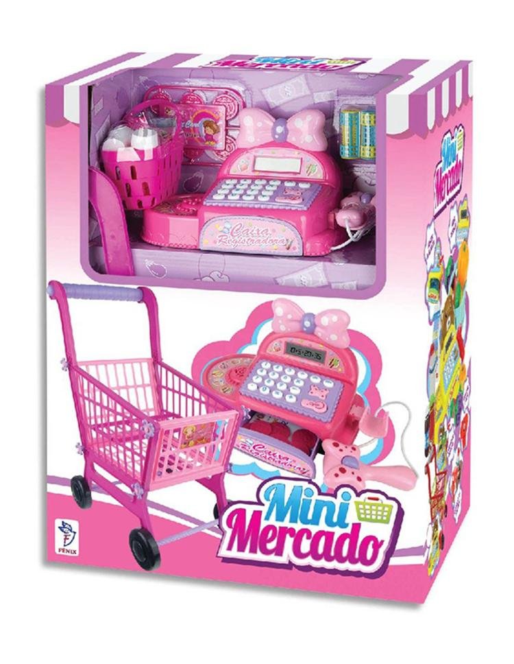 Mini Mercado - Registradora e Carrinho - Rosa - Fênix - 2