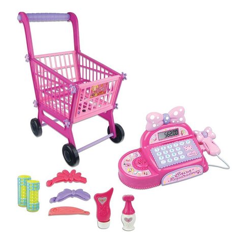 Mini Mercado - Registradora e Carrinho - Rosa - Fênix