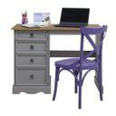 Ver imagem 5 de Escrivaninha Boho com 4 Gavetas Cor Cinza e Madeira Natural