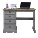 Ver imagem 4 de Escrivaninha Boho com 4 Gavetas Cor Cinza e Madeira Natural