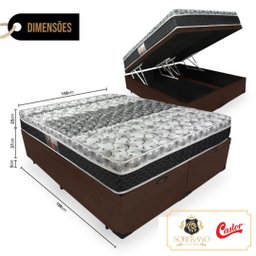 Cama Box Com Baú Queen + Colchão De Molas - Castor - Class Tecnopedic One Face 158x198x67cm:marrom - 4