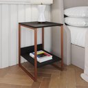 Ver imagem 1 de Mesa Cabeceira Lateral de Cama Industrial Preta Tókio Base Cobre