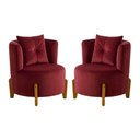 Ver imagem 4 de Kit 2 Poltronas Orgânica Curva Luna Veludo Bordo - Montanaris Decor
