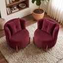 Ver imagem 3 de Kit 2 Poltronas Orgânica Curva Luna Veludo Bordo - Montanaris Decor