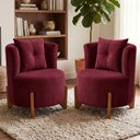 Ver imagem 1 de Kit 2 Poltronas Orgânica Curva Luna Veludo Bordo - Montanaris Decor