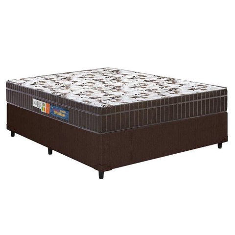 Cama Box Casal: Colchão Espuma Polar D45 Pérola Brown + Base CRC Courano Brown(138x188)