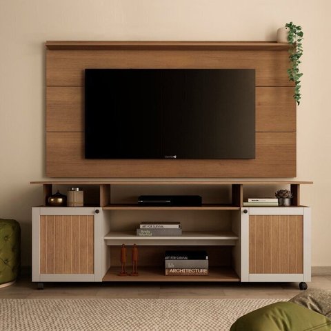 Rack com Painel Ripado com Suporte para TV até 60 Polegadas 168CMX180CM