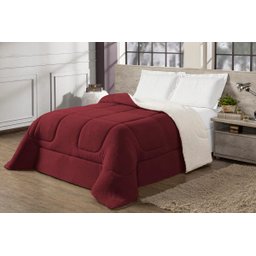 Coberdrom Sherpa Casal Queen Edredom Pele Carneiro Vermelho - 4
