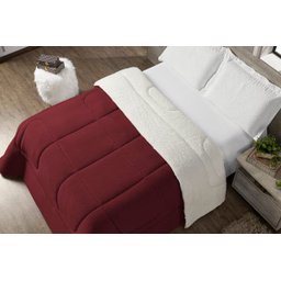 Coberdrom Sherpa Casal Queen Edredom Pele Carneiro Vermelho - 2