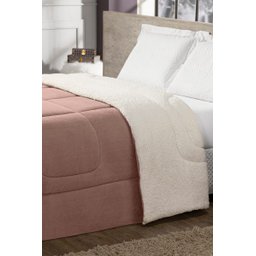Coberdrom Sherpa Casal Queen Edredom Pele Carneiro Rose - 3