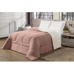 Coberdrom Sherpa Casal Queen Edredom Pele Carneiro Rose - 4