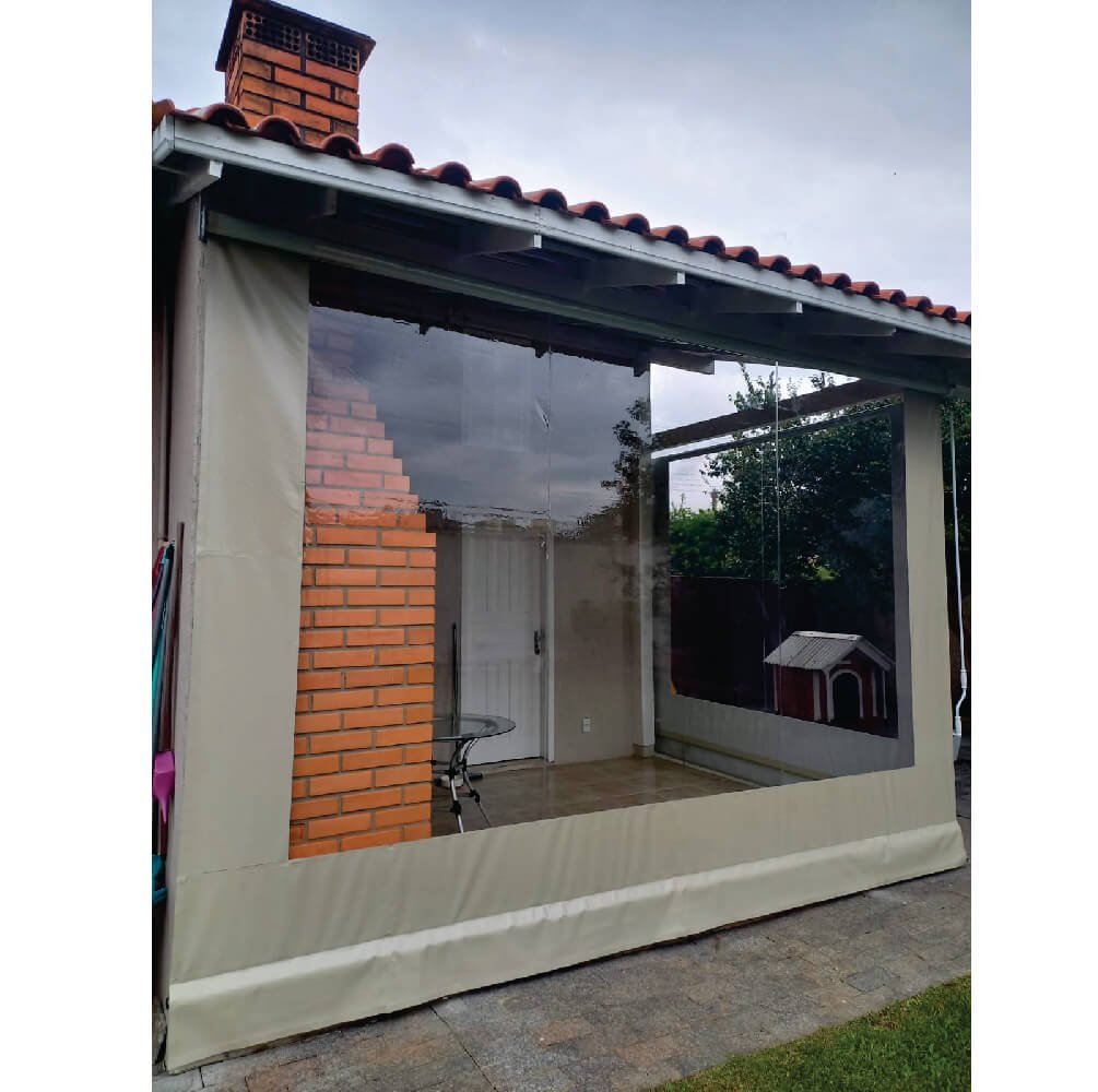 Toldo Cortina Bege c/ visor - 2,00m x 2,90m - kit completo - 2