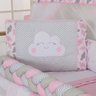 Kit Protetor De Berço Nuvem Chuva De Amor e Benção Rosa - 4