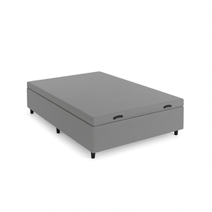 Cama Box Casal Baú Suede Cinza 138x188x35 - Fábrica de Tudo
