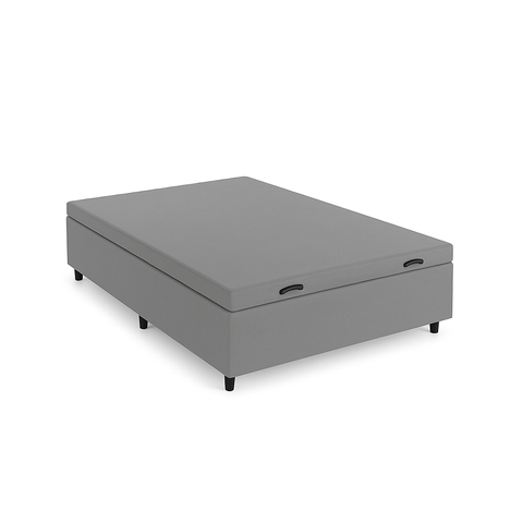 Cama Box Casal Baú Suede Cinza 138x188x35 - Fábrica de Tudo