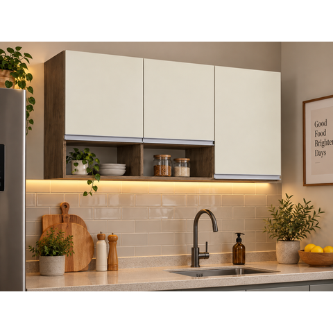 Armário de Cozinha Aéreo 120cm 3 Portas com Nicho Athena Irm Móveis