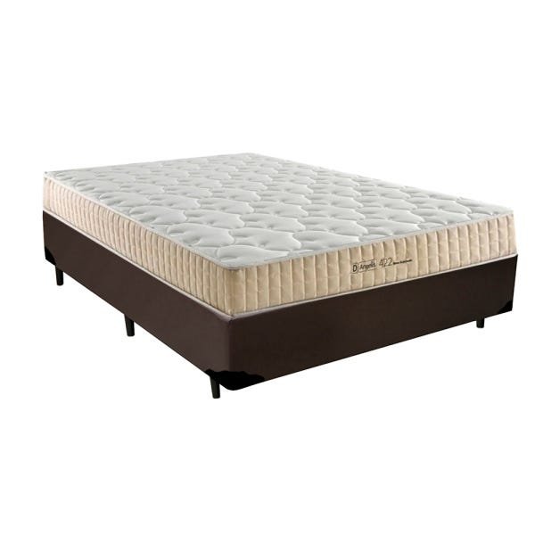 Cama Box Casal Colchão Molas Superlastic D'Angelis + Box Sintético 62x138x188 Marrom - 1
