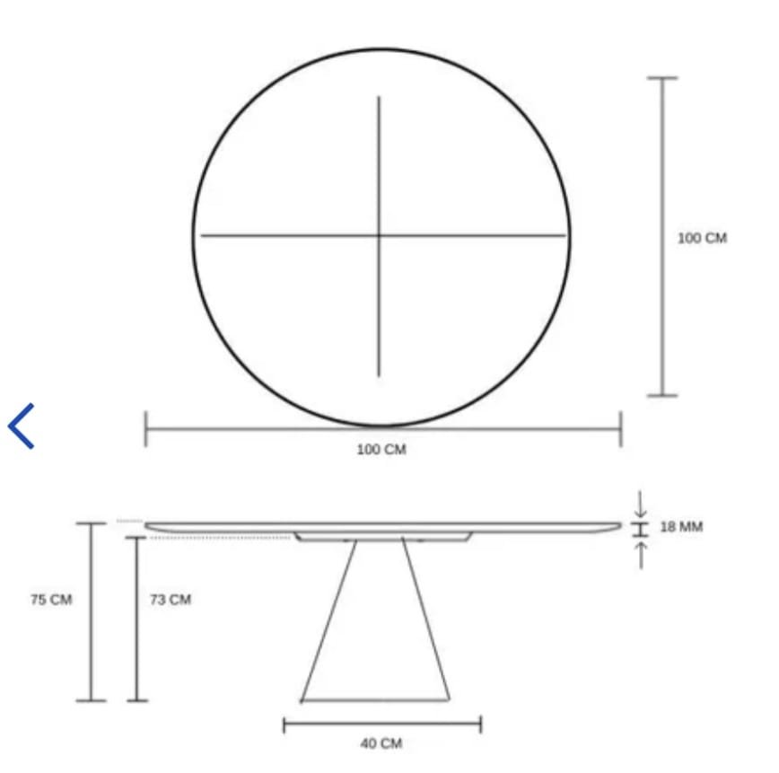 Mesa De Jantar Cone Mel Tampo Redondo De Vidro 100cm Off White ...