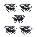 Ver imagem 1 de Kit 5 Jogos de Mesa Dobravel com 6 Cadeiras de Madeira 120x70 para Restaurante e Bar - Preto