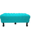 Ver imagem 1 de Recamier Baú Luis Xv Capitonê Retrô 180cm Suede Azul Tifany Pés Madeira Mz Decor