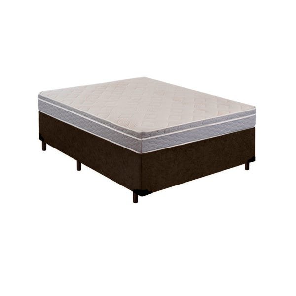 Cama Box Casal Colchão Molas Ensacadas Sweet Dreams Apolospuma + Box Suede 68x138x188 - Marrom - 1