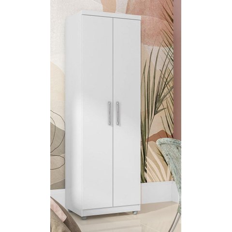 Armário Multiuso Sabrina 2 Portas Prateleira e Cabideiro Branco Ajl