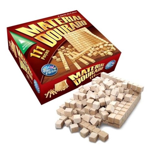 Jogo Didático Madeira Material Dourado 111 Pcs Pais e Filhos
