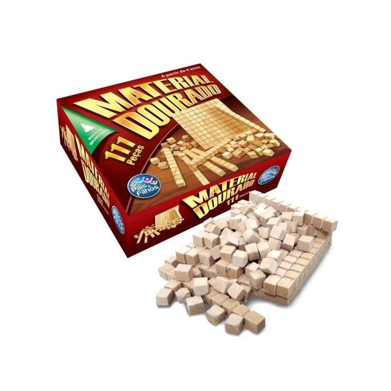 Jogo Didático Madeira Material Dourado 111 Pcs Pais e Filhos