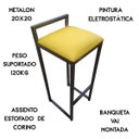 Ver imagem 4 de Banqueta Industrial Cozinha Bar Balcão Bistrô Quadro Estofado Metalon:amarelo