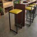Ver imagem 7 de Banqueta Industrial Cozinha Bar Balcão Bistrô Quadro Estofado Metalon:amarelo
