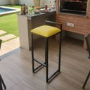 Ver imagem 2 de Banqueta Industrial Cozinha Bar Balcão Bistrô Quadro Estofado Metalon:amarelo