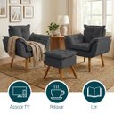 Ver imagem 5 de Kit 2 Poltronas Decorativa e Puff para Sala Recepção Manicure Consultório Quarto Alice Suede
