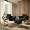 Ver imagem 1 de Kit 2 Poltronas Decorativa e Puff para Sala Recepção Manicure Consultório Quarto Alice Suede