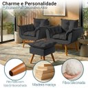 Ver imagem 3 de Kit 2 Poltronas Decorativa e Puff para Sala Recepção Manicure Consultório Quarto Alice Suede