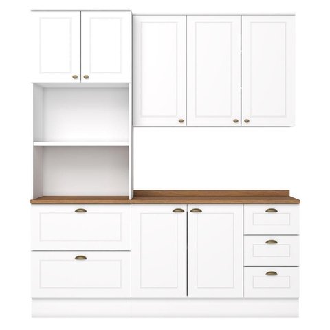 Cozinha Modulada Americana 3 Peças com Torre Quente 2 Fornos Branco/nature - Móveis Henn