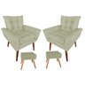 KIT 2 POLTRONAS DECORATIVAS TURMALINA COM 2 PUFF QUADRADO SUEDE BEGE - 1