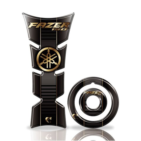 Kit Adesivo Resinado Protetor Tanque e Bocal Moto Yamaha Fazer 150 Dourado Teu Adesivo Fazer Dourado