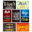 Ver imagem 1 de Kit Placas Decorativas Frases Motivacional Mdf 7 Pçs 20x13cm