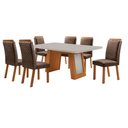 Ver imagem 2 de Mesa de Jantar Carolina 180cm Tampo MDF Vidro Canto Copo com 6 Cadeiras Lorena